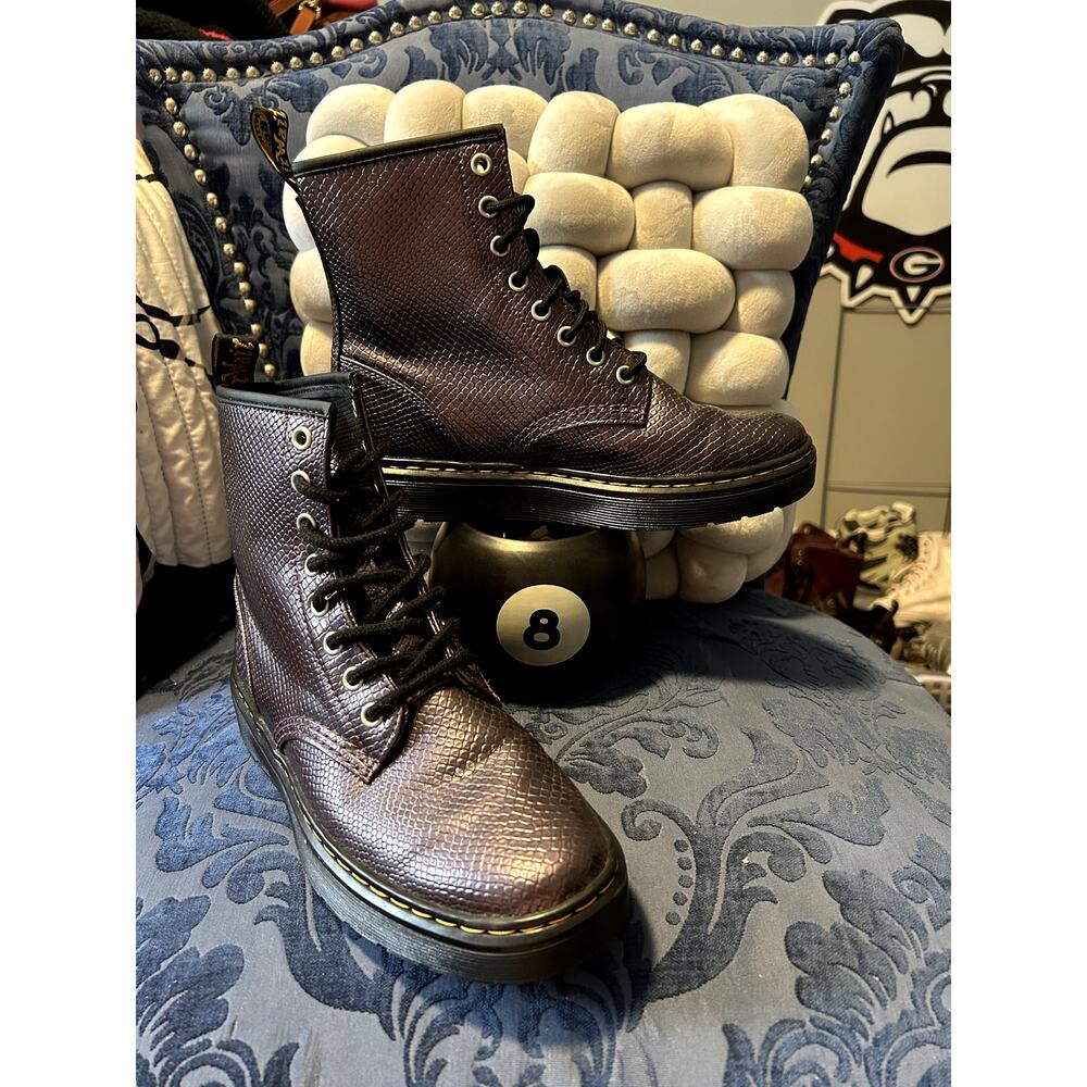 Dr Martens Zavala Metallic Plum Purple Snake size 7/EU 38